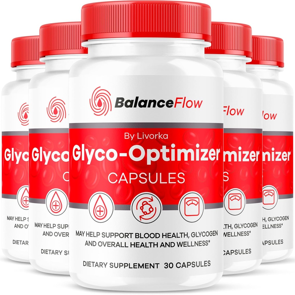 (5 Pack) Balance Flow Glyco Optimizer, Balance Flow, Balance Flow Glycol Optimizer Supplement, BalanceFlow Support Kapsler, Balance Flow Blood Support Advanced Formel, 150 Kapsler til 5 Måneder