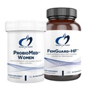 Design til sundhed Hot Flash & Vaginal Support Probiotiske Bundle - FemGuard- HF (60 kapsler) til at hjælpe Diminish Mild Menopause Hot Flashes + ProbioMed Kvinder (30 kapsler) Gut & Vaginal Probiotic