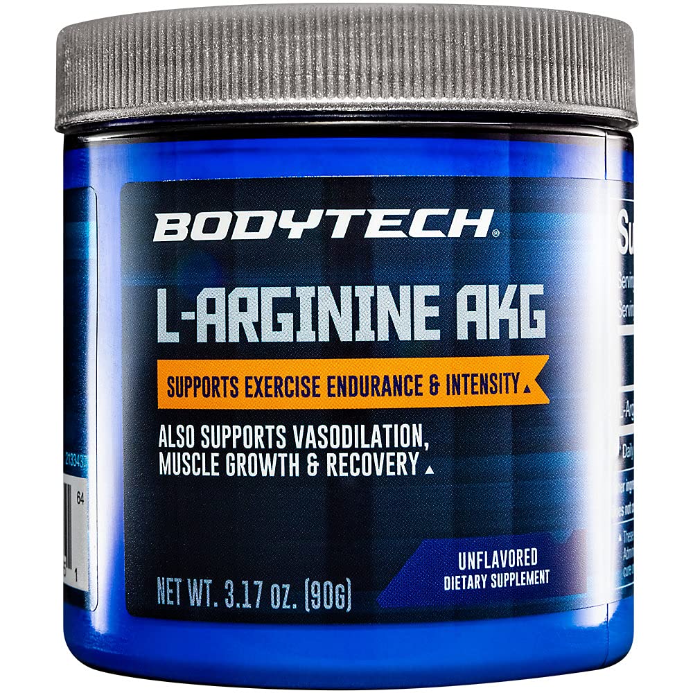 BODYTECH L- Arginin AKG 3000MG - Understøtter øvelse Endurance & Intensity, Muscle Growth & Recovery, Vasodilation, nitrogenoxid (3.17 Ounce Powder)