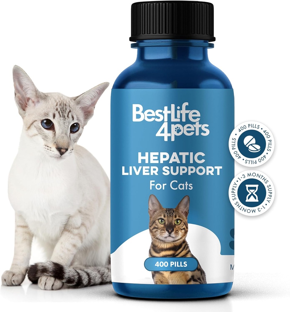 Leverleverstøtte til katte Opløselig, homøopatisk, fordøjelsesfremmende Feline supplement til lever Detox og næringsstof Absorption 100% Alle naturlige, let at give, fri for kemikalier eller tilsætningsstoffer, 400 piller