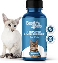 Leverleverstøtte til katte Opløselig, homøopatisk, fordøjelsesfremmende Feline supplement til lever Detox og næringsstof Absorption 100% Alle naturlige, let at give, fri for kemikalier eller tilsætningsstoffer, 400 piller