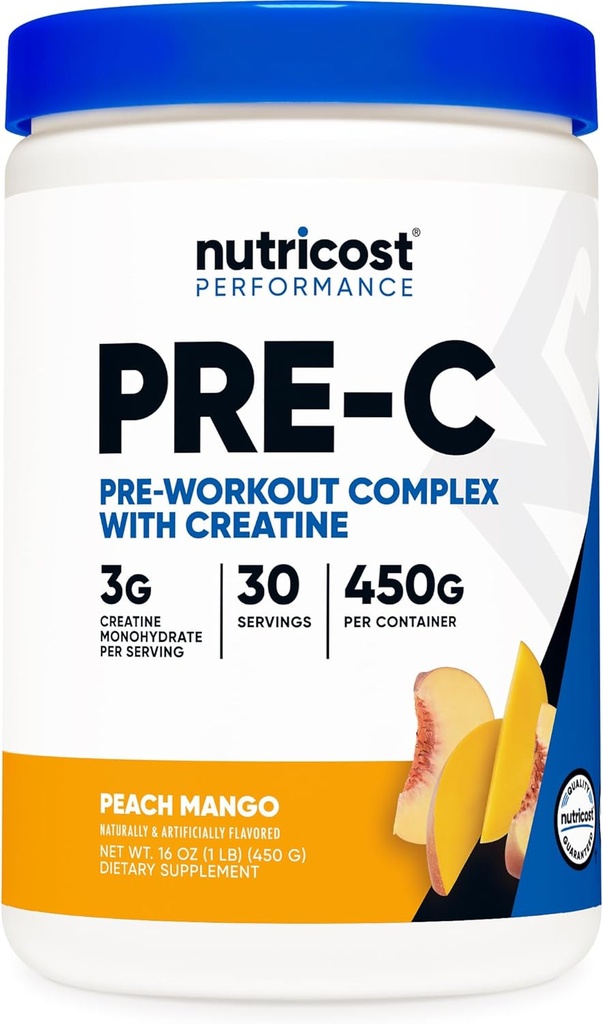 Nutricost Pre- C Pre- workout Kompleks med Creatin (Peach Mango; 30 Servering) Pulver - Boost Fintess Routines, 450g