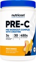 Nutricost Pre- C Pre- workout Kompleks med Creatin (Peach Mango; 30 Servering) Pulver - Boost Fintess Routines, 450g