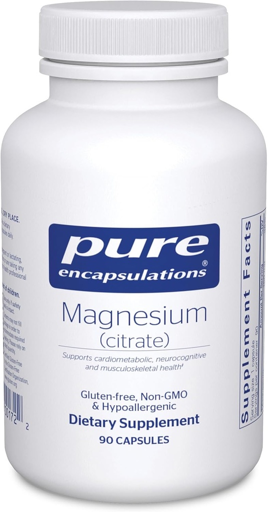 Pure indkapslinger Magnesium (Citrate) - supplement til søvn, hjerte sundhed, kognitiv sundhed, ben sundhed, energi, muskler, og Metabolisme * - med Premium Magnesium - 90 kapsler