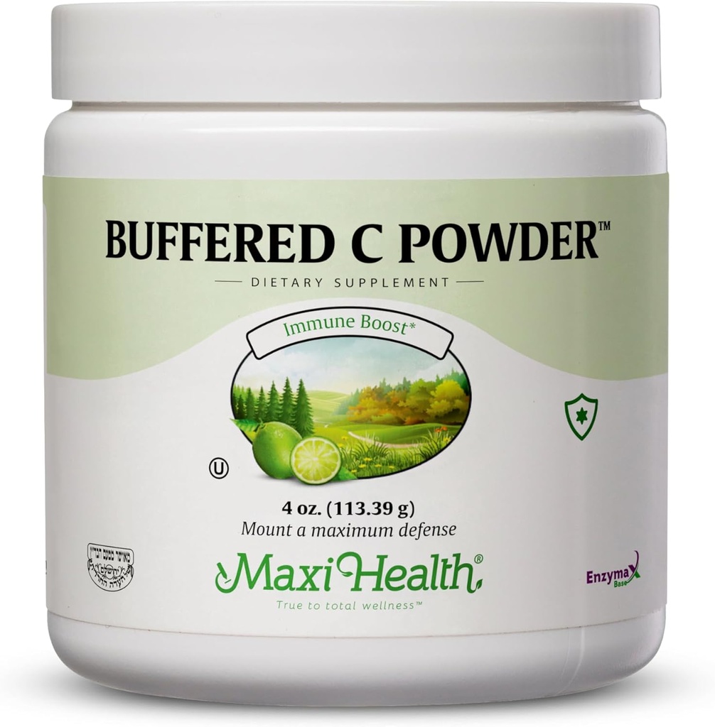 Maxi Health Buffered C-vitamin pulver - høj potens - 800 mg - immunforsvar - 4 ounces - Kosher