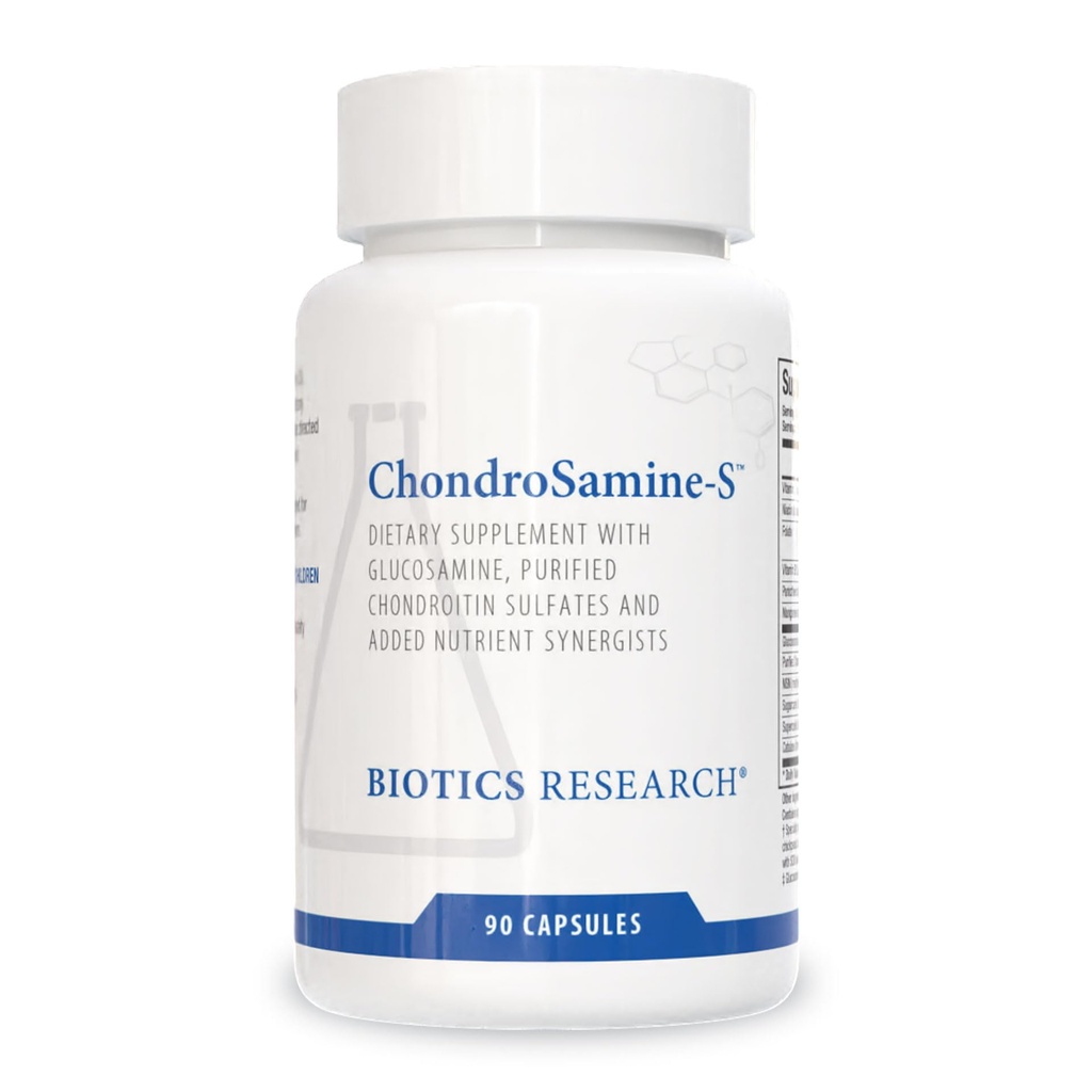 Bioteknologi forskning ChondroSamine S Omfattende fælles og sammenhængende væv støtte, 600 Elemental Glucosamin, MSM, C-vitamin, Mangan, Niacin, Pantothenic Acid, Folate, B12, Caps