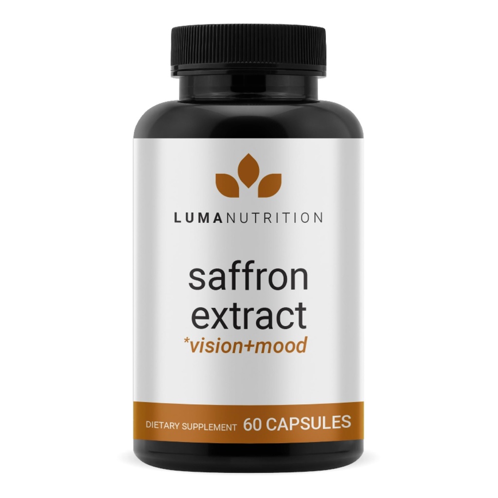Luma Nutrition Saffron Extract Kapsler - Premium Saffron Kosttilskud - 88,50 mg Pure Saffron Pills - Mood Support - Eye Support - Lavet i USA - 60 Kapsler