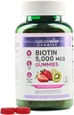 NatureWise Biotin Gummies - Understøtter sundt hår, hud og stærke negle - vitamin B7 5000mcg - Natural Beauty - Strawberry- Kiwi Flavor - Vegan, Non- GMO, Gluten Free - 90 Greve [45 Day Supply]