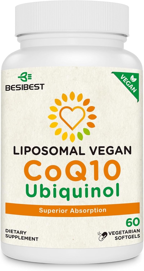 1000mg Liposomal CoQ10 Ubiquinol, 60 Vegan Softels, High Absorption Ubiquinol CoQ10 Supplement, Active Antioxidant Form of Coenzym Q10 for Heart Function & Energy Production
