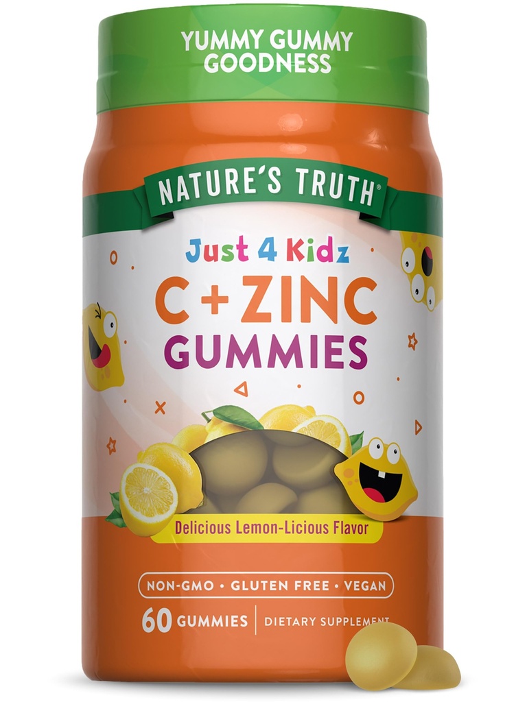 Nature's Truth Vitamin C Gummies for Kids | with Zinc | 60 Count | Vegan, Non-GMO & Gluten Free