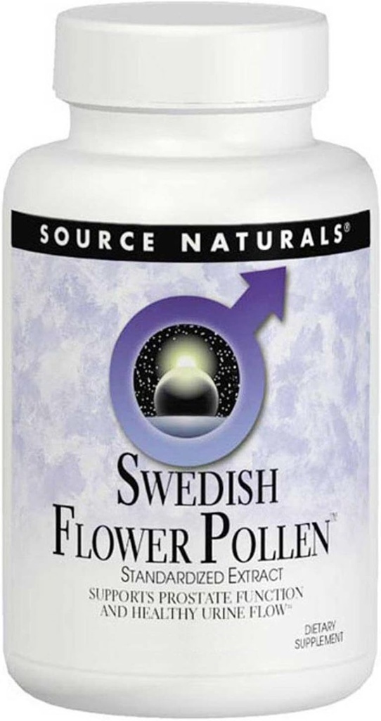 Source Naturals Swedish Flower Pollen Extract Supplement, Understøtter Prostata funktion og sund urinstrøm - 45 tabletter