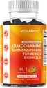 Vitamatic Extra Strength Glucosamine Chondroitin Gummies med MSM, Gurkemeje & Boswellia - 60 Pectin- baserede Gummies Advanced Joint Support Formel - Sugar- Free, Non- GMO, Gelatin- Free