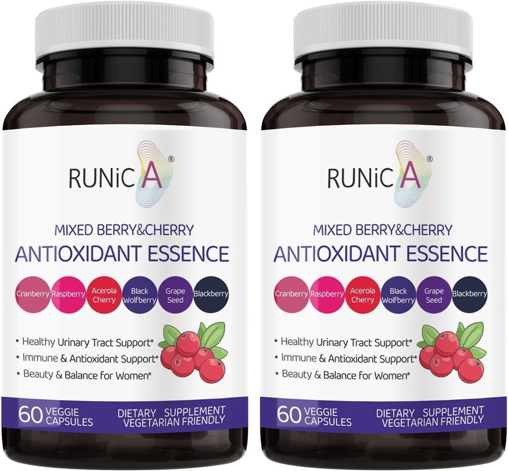 Super Antioxidant Supplement for Women - Skin, Healthy Aging, Immune & Urinary Tract Support with Cranberry, Grape Seed & Berry Blend | Nutritional Complex | Vegan Capsules