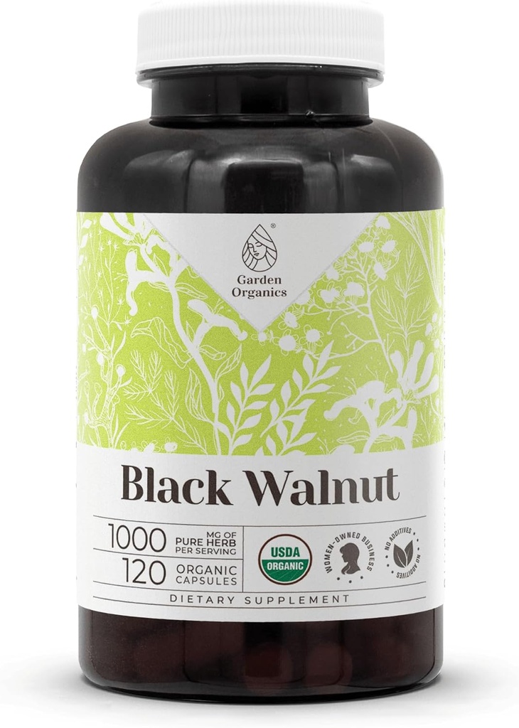 Black Walnut USDA Organic 120 Capsules ttesmå 124; High- Potency Natural Supply 124; Certified Organic Vegetarian Capsules and Organic Black Walnut (Juglans Nigra) Tørret Hull (120 Capsules)