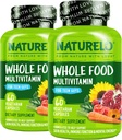 NATURELO Teen Multivitamin - Whole Food Multivitamin for Teenage Boys - Minerals Supplement for Active Kids - with Plant Extracts - Non-GMO - Vegan & Vegetar - 60 kapsler (pakke med 2)