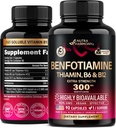 Benfotiamin 300 mg - Nerve Support, Energi & Metabolisme Support - Benfotiamin Supplement Fat- Opløselig vitamin B1 - Meget biotilgængelig & Absorb - med thiamin, vitamin B12 & B6 - 90 kapsler