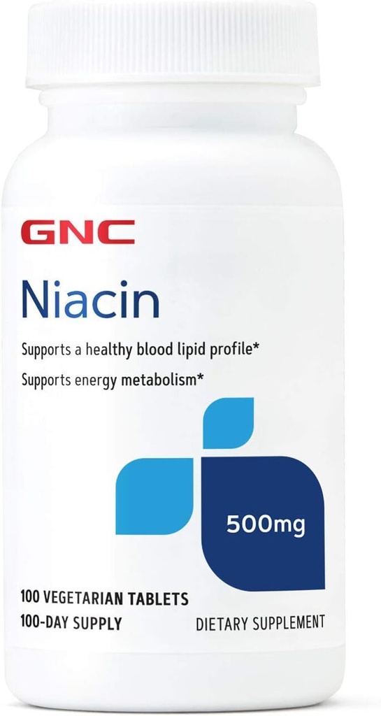 GNC Niacin 500 mg, 100 tabletter, understøtter blodkar sundhed
