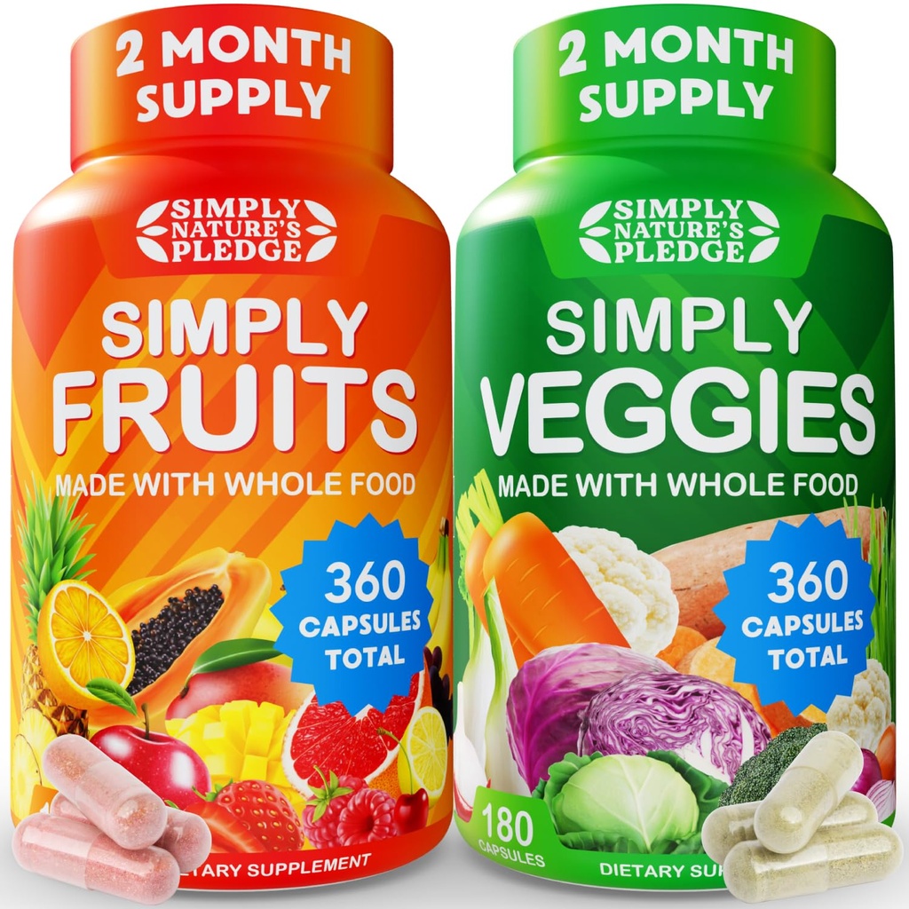 Simply Nature 's Pledge - Pakket med 42 forskellige frugter & grøntsager - Made with Whole Food Superfoods - with Aloe Vera - 100% Soy Free -2 Month Supply - 180 Greve (Pack of 2)