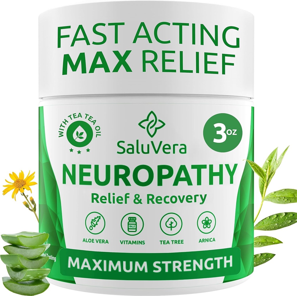Neuropati Smerte Relief Cream - Maksimal styrke Nerve Smerte Reliever for fod, tæer, hænder, ben med Aloe Vera, Arnica, MSM Vitamin B6, og Menthol for Fast- Active Relief 3oz