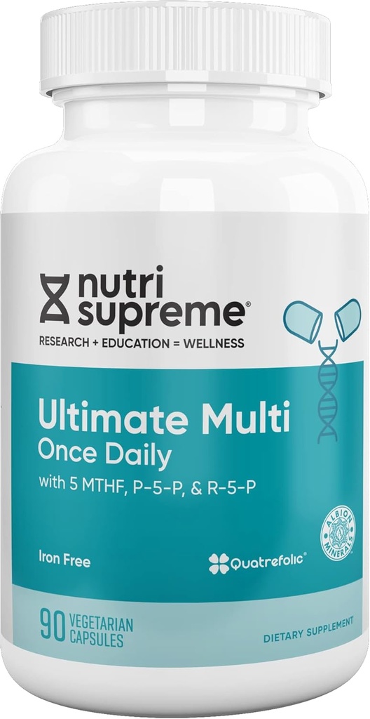 Nutri Supreme Ultimate Multivitamin til mænd og kvinder, med over 20 vitaminer og mineraler, Dagligt næringstilskud til immunforsvar, Kosher, Vegetarisk 90 Day Supply
