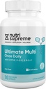 Nutri Supreme Ultimate Multivitamin til mænd og kvinder, med over 20 vitaminer og mineraler, Dagligt næringstilskud til immunforsvar, Kosher, Vegetarisk 90 Day Supply
