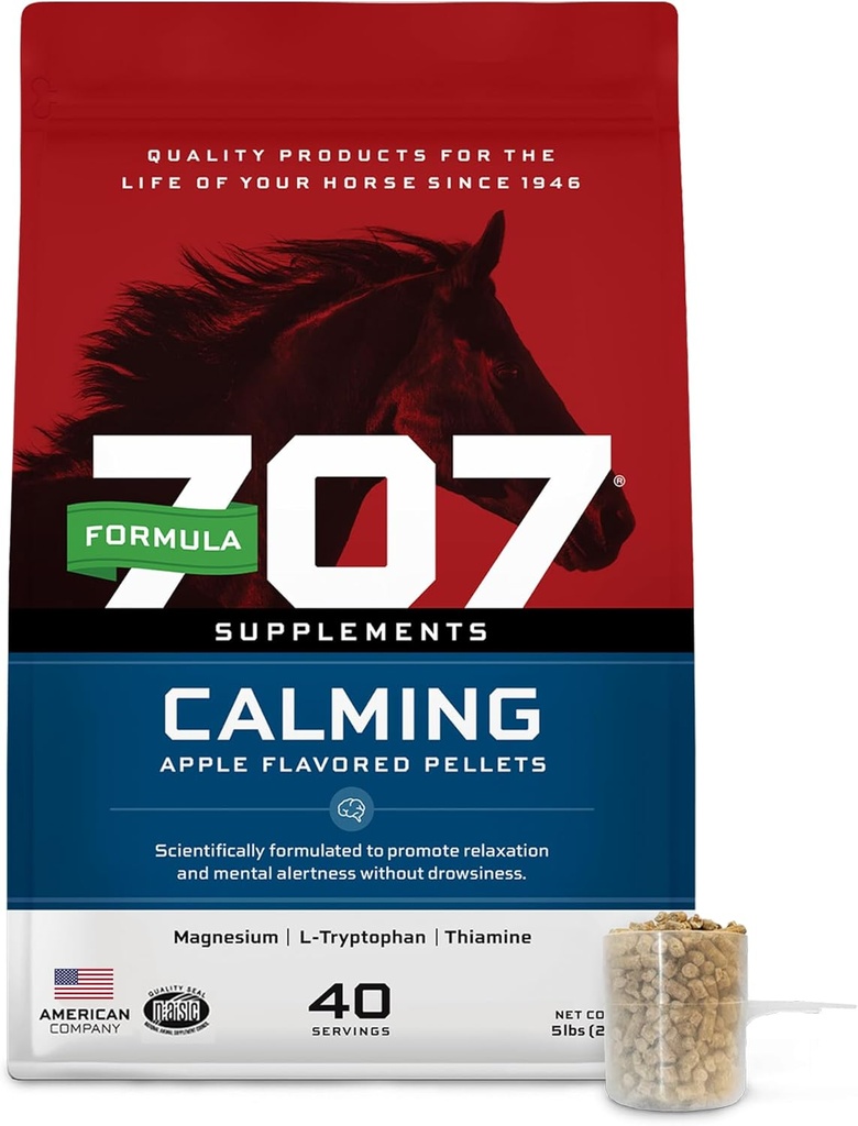 Formel 707 Calming Equine Supplement 5LB Bag - Angst Relief og forbedret fokus for heste - L- Tryptophan, Thiamin & Magnesium