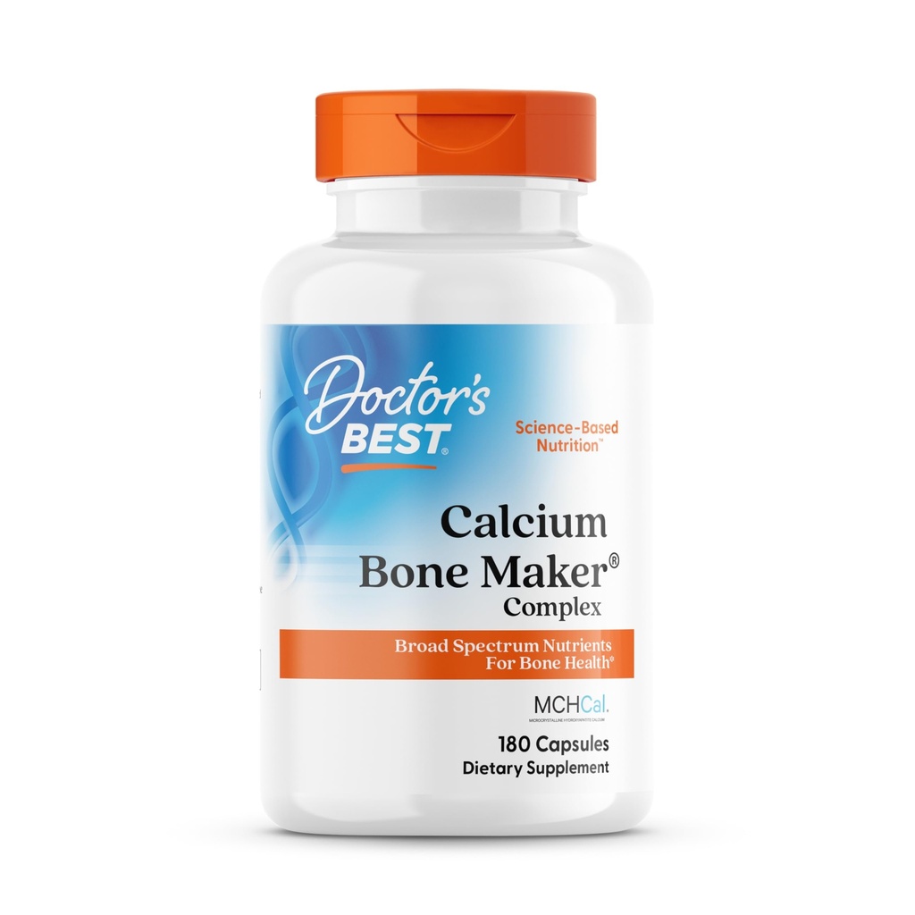 Læger Bedste Calcium Bone Maker Complex, Broad Spectrum Nutrients for Bone Health, Non-GMO, Gluten Free, Soy Free 180 Kapsler