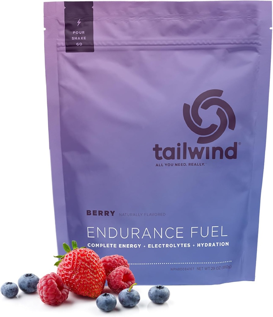 Tailwind Nutrition Endurance Brændstof, Kulhydrat & Elektrolyte Sports Drink Mix Powder, Gluten- Free, Vegan, Berry, 30 Servering