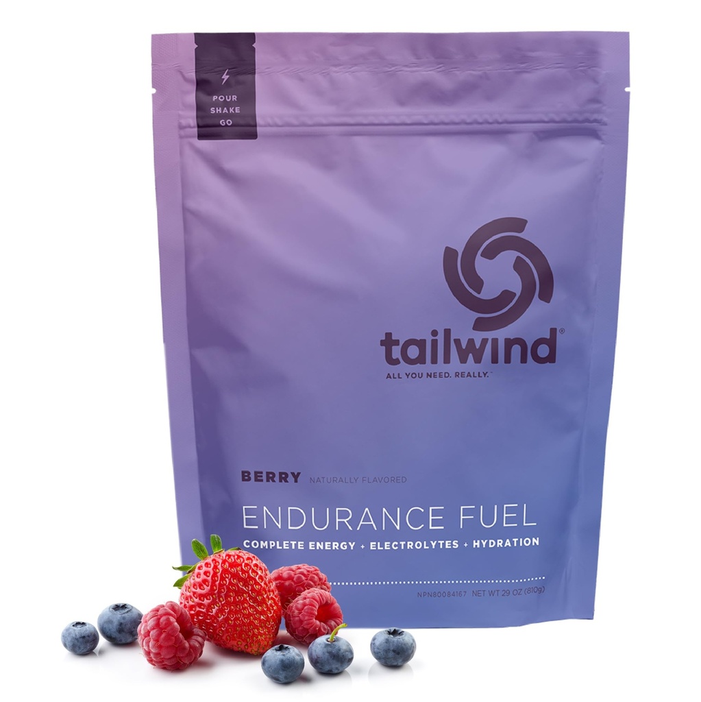 Tailwind Nutrition Endurance Brændstof, Kulhydrat & Elektrolyte Sports Drink Mix Powder, Gluten- Free, Vegan, Berry, 30 Servering