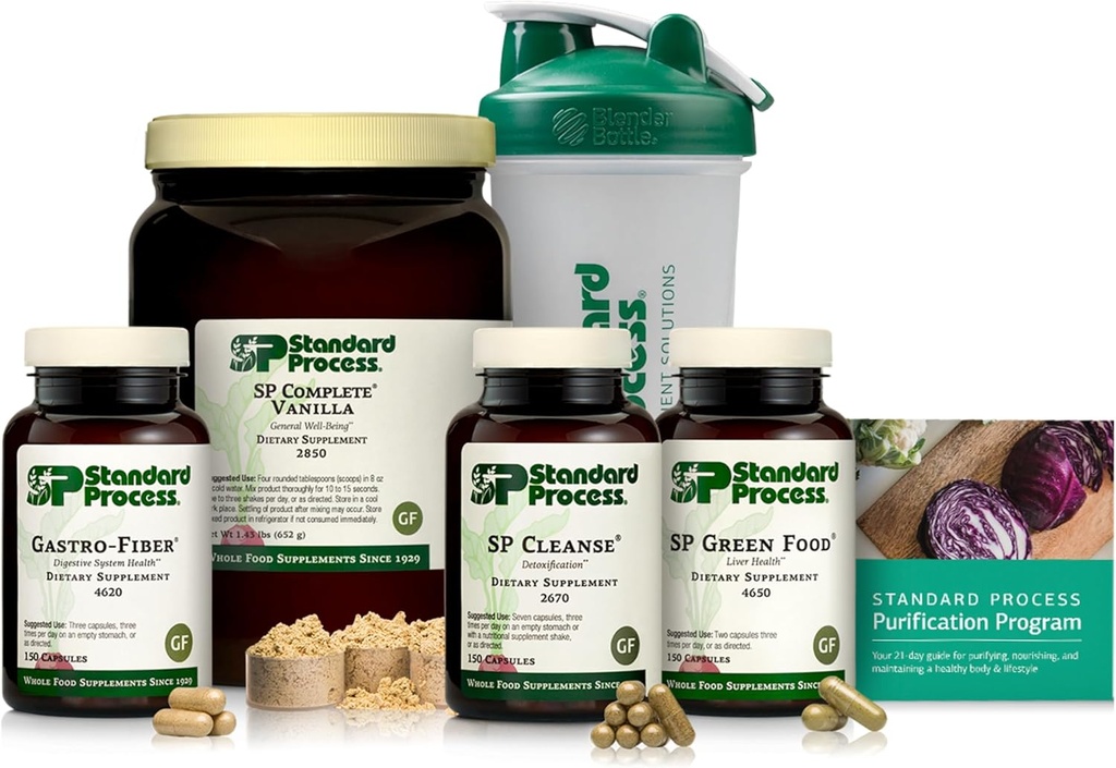 Standard Process Rensning Kit med SP Complete - Detox & Leverstøtte - Whole Food- Based Fiber Kit til opretholdelse af en sund krop - 21-dages program - Vanilla