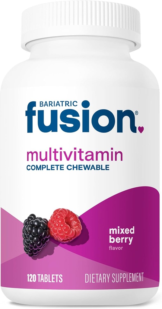 Bariatric Fusion Mixed Berry Complete Chewable Bariatric Multivitamin For Bariatric Kirurgi Patienter, herunder Gastric bypass og Sleeve Gastrektomi, 120 tabletter