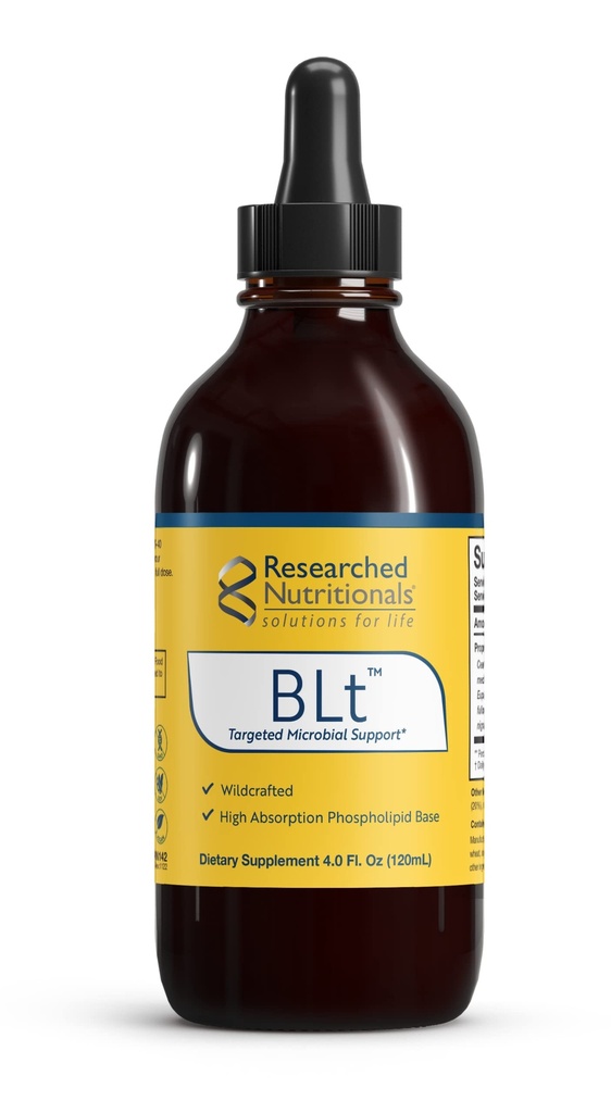 Researched Nutritionals BLT - Advanced Microbial Support - Black Walnut Hull, Boneset Herb, Sarsaparilla & Lomatium Tincture - Phospholipid Levering Complex for maksimal absorption (4 fl oz)