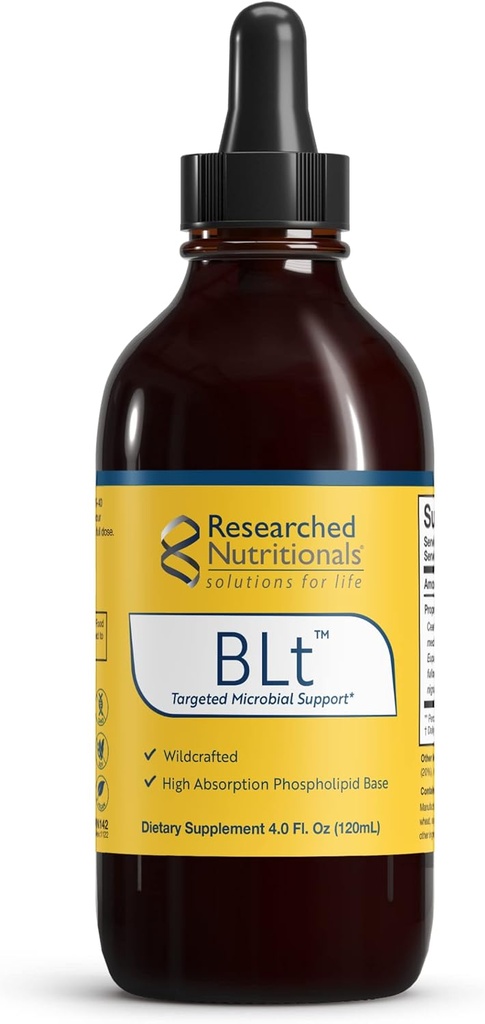 Researched Nutritionals BLT - Advanced Microbial Support - Black Walnut Hull, Boneset Herb, Sarsaparilla & Lomatium Tincture - Phospholipid Levering Complex for maksimal absorption (4 fl oz)
