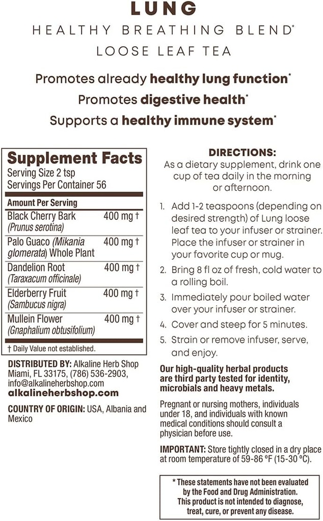 Alkaline Herb Shop The Tranquility Bundle - Lever te supplement (Happy Liver Tea), Lung Tea supplement (Happy Lung Tea), og Elderberry te supplement