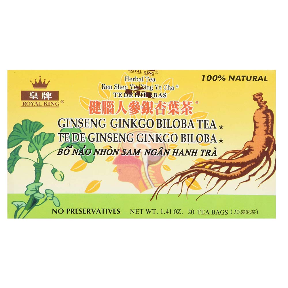 Royal King Ginseng Ginkgo Biloba Tea (20 Tea Tasker) - 3 kasse pack