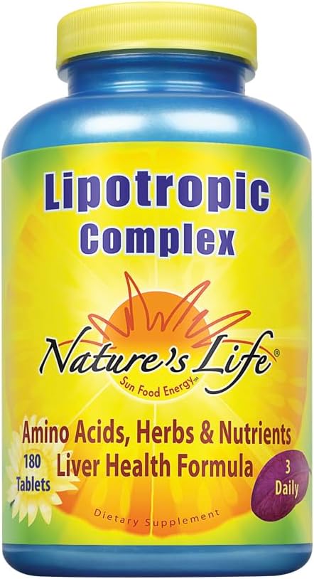 Nature 's Life Lipotropic Complex (124; Omfattende støtte til sund leverfunktion) 124; med Cholin & Inositol (124; Non- GMO) 124; 180 vegetariske tabletter