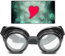 GloFX Black Heart Effect Diffraction Goggles - Se Hjerter - 3D Holografisk Visuals Edm Rave Outfit Steampunk Cosplay Cosplay Music Festival Essential