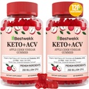 Apple Cider Vincious Gummies, Max Strength 2000mg ACV Gummy med Probiotika, B12 og Keto Support, Til fordøjelse, Metabolisme, Detox, Gummefri, Non- GMO, 120 keto acv gummies