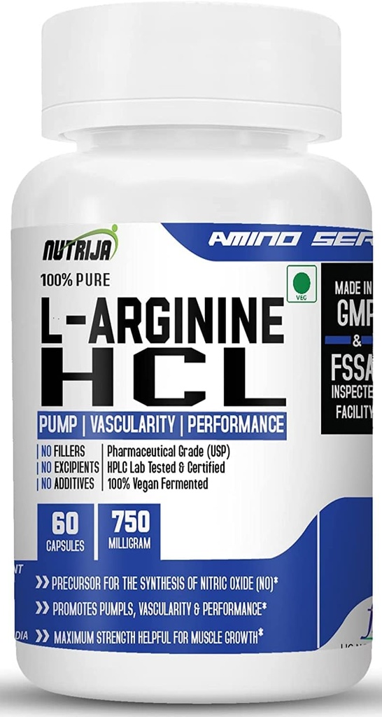 L- arginin HCL kapsler - højeste biotilgængelighed Form af L- arginin