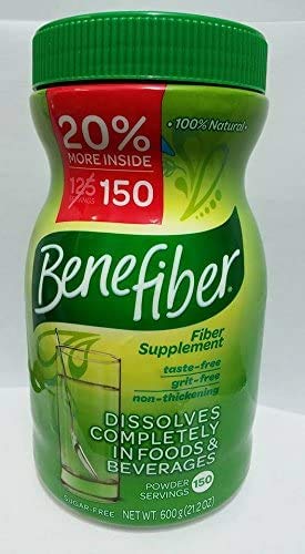 Benefiber 100% Natural Fiber Supplement - 150 Servering 600g 21.2 Oz Sukker fri