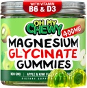 Center- fyldt Magnesium Glycinate Gummies 400MG - Høj Absorption for børn, Teens & Voksne - Supplement til søvn, rolig & muskelafslapning med B6 & D3 - Gluten Free & Vegan Friendly - 120 Greve