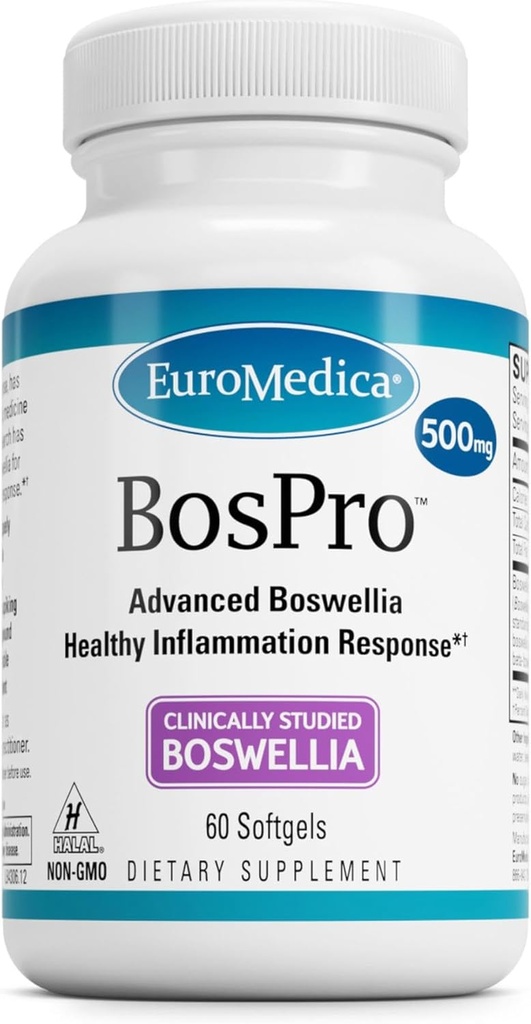 EuroMedica Bospro- Boswellia Serrata Extract Supplement - Kosttilskud til sund lungestøtte - Urtetilskud Formel - 60 Softgels