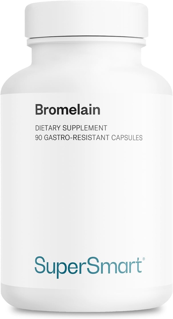 Supersmart - Bromelain 1500 mg 3000 GDU per dag - Enzymer Udtrukket fra ananas Rødder - fordøjelsessystem Booster124; Non- GMO & Gluten Free - 90 DR kapsler