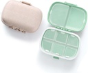 MEACOLIA 2 Pack 8 Compartments Travel Pill Organizer Box Fugtighedsbevis Lille Pill Case for Pocket Purse Daily Pill Holder Container for Medicine Vitamin (Cyan & Khaki)