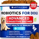 Probiotika til hunde - Støtte Gut Sundhed, Itchy Hud, Allergier, Immunitet, Yeast Balance - Hundeprobiotika og fordøjelsesenzymer med Prebiotika - Reducere Diarré, Gas - 180 Probiotiske Chews til hunde