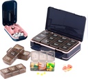 Pill Cutter + Pill Organizer, Pill Splitter Pill Cutter til små eller store piller, Pill Box 7 Dag Medicin 3 gange om dagen, Portable Pill Crusher & Pill Case for Purse Pocket
