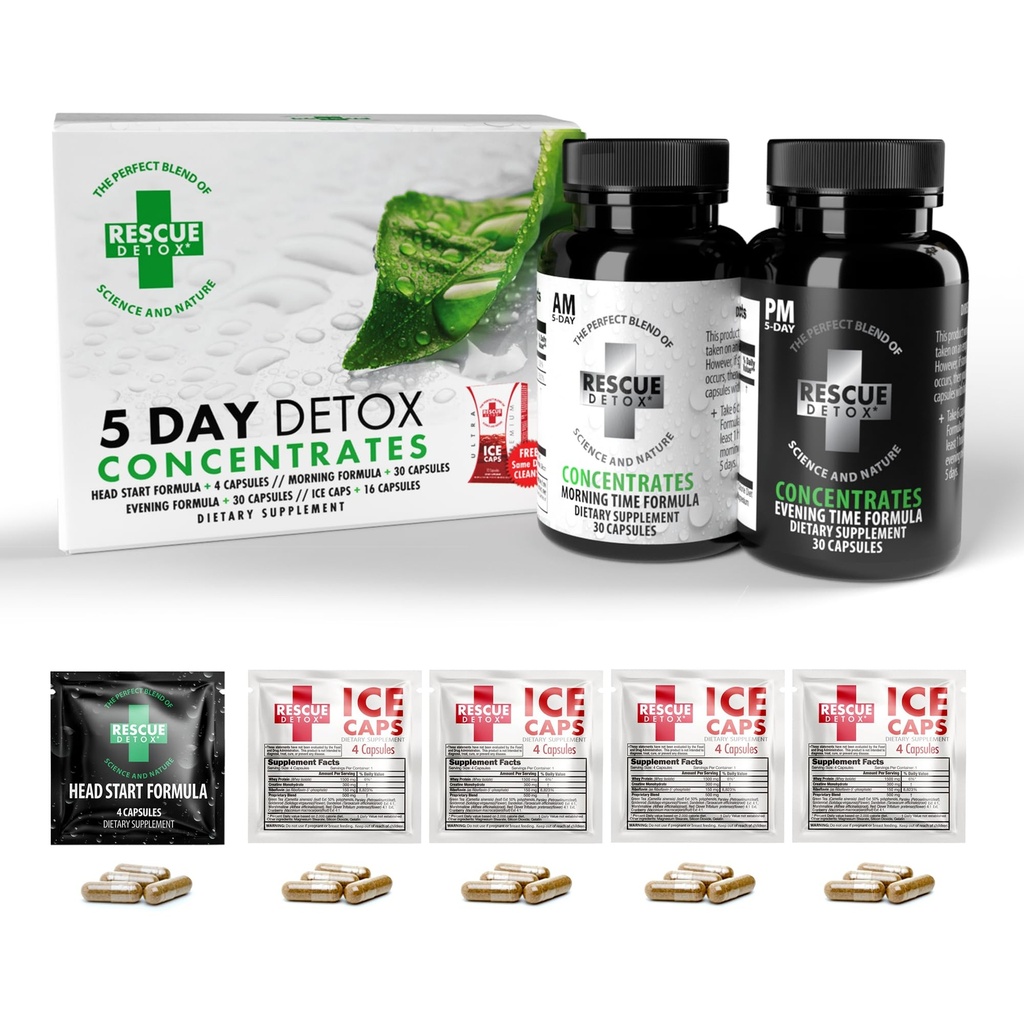 Rescue Detox 5 Dag Detox Koncentrationer + Plus Note 124; Permanent Fjerner alle toksiner