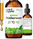 Wild & Organic Moderwort Tinktur - Good Mood, Calmness, Kvinder Support - Moderwort Herb Extract Drops - Vegan, Sukker & Alkohol- Free Supplement - 2 fl oz