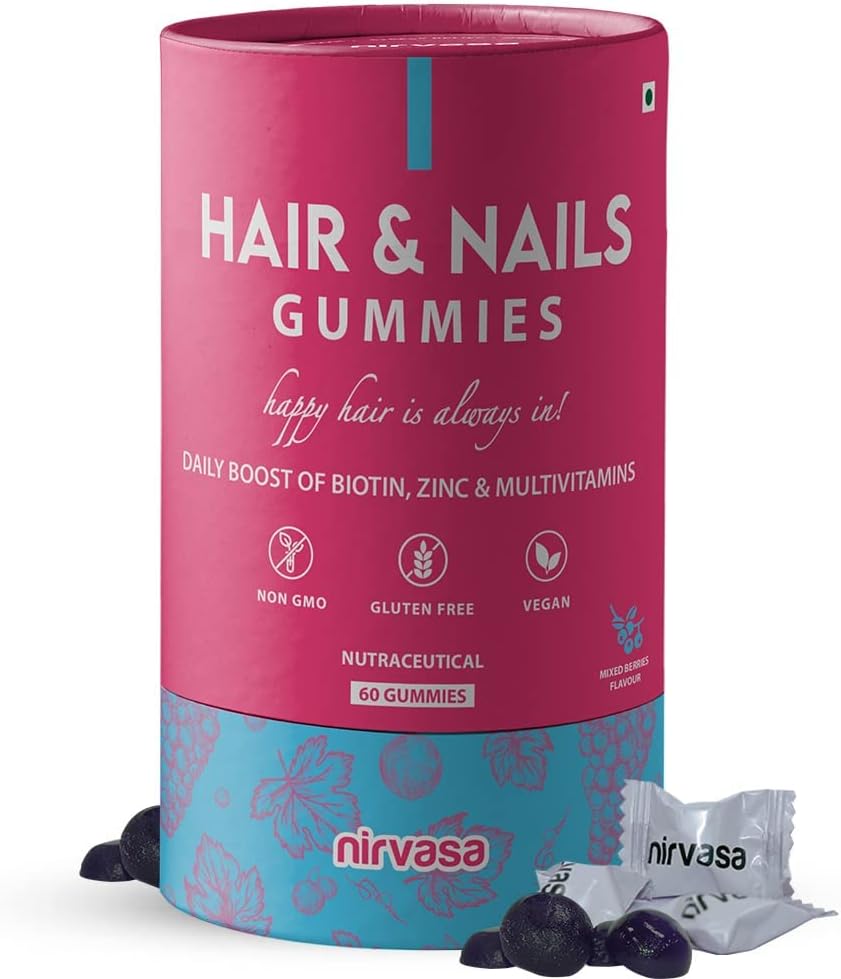 Hår & Nail Gummies med Biottin Buddy 124; Hjælper Hold hår, Nail, Skin sund & Nourished Buddy 124; Ideel supplement til mænd & Kvinder Buddy 124; Sugar- Free I Blandede bær Arvet - 60 Gummies sæt af 1