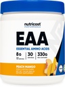 Nutricost EAA Powder 30 Servering (Peach Mango) - Essential Aminosyrer - Non- GMO, Gluten Free, Vegetarisk Friendly